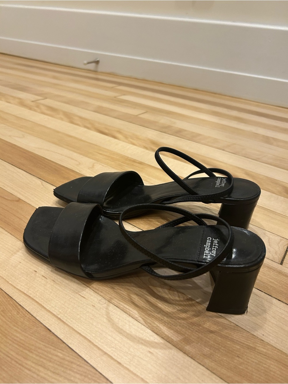 Block Heel Strappy Sandals in Black (Jeffrey Campbell)